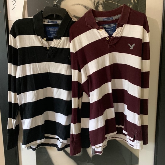 American Eagle Outfitters Other - American Eagle medium rugby polos black-and-white burgundy maroon and white